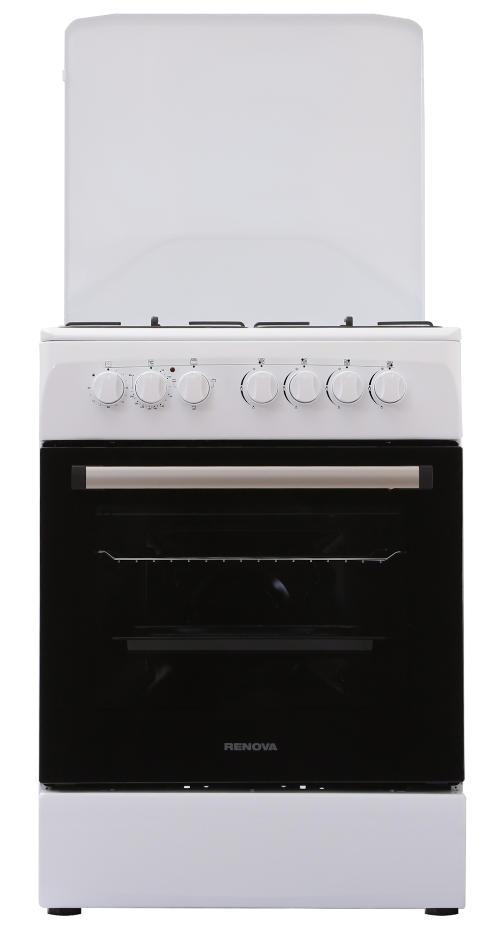 Плита комбинированная RENOVA SG6E-TDW-TR,  белый, 4 конф, эл дух 70л, 1000/1200Вт, 600x600x850 мм