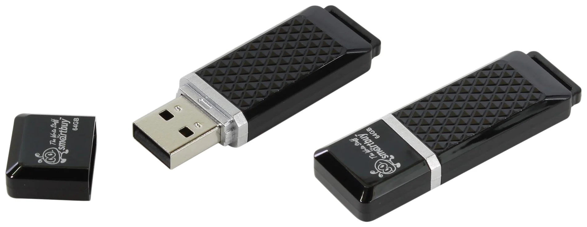 Флешка USB Smartbuy Quartz black (SB64GbQZ-K), 64Gb, USB 2.0, R/W 25/15, черный