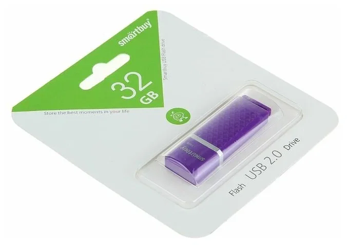Флешка USB Smartbuy Quartz Violet (SB32GbQZ-V), 32Gb, USB 2.0, R/W 25/15, фиолетовый