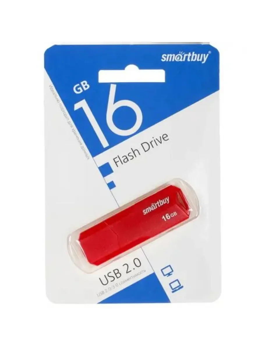 Флешка USB Smartbuy R/W 16 Gb CLUE красный (SB16 GbCLU-R)