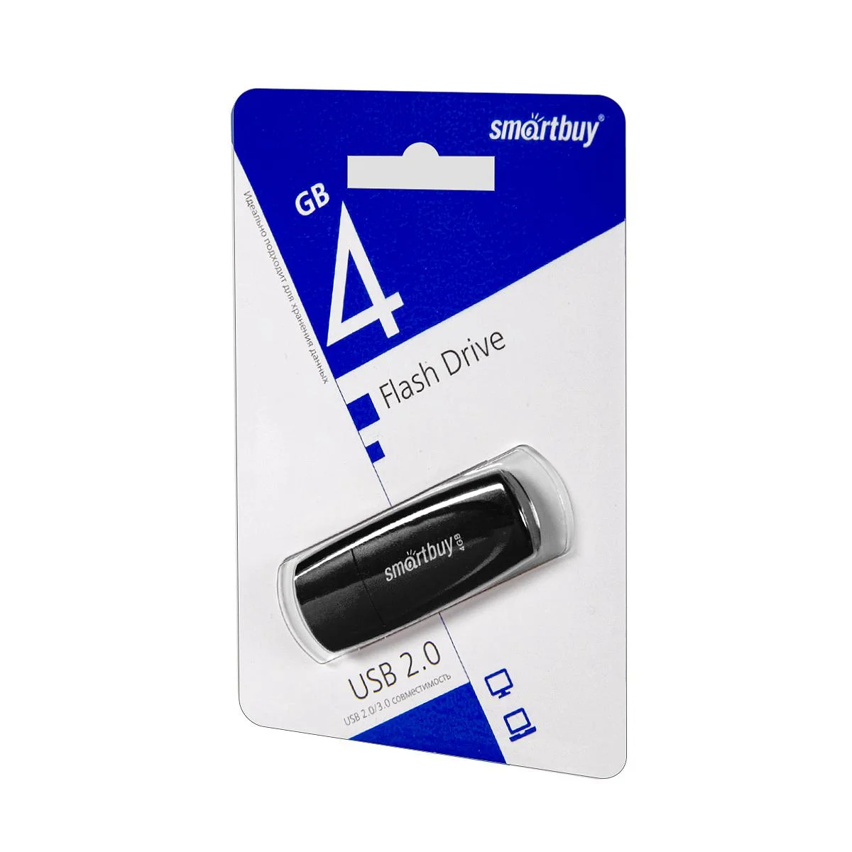 Флешка USB Smartbuy Scout Black (SB004Gb2SCK), 4Gb, USB 2.0, R/W 10/7, черный