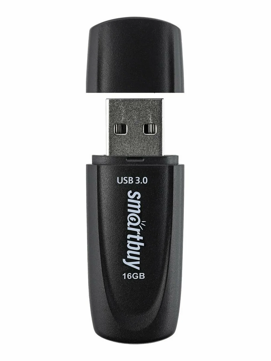 Флешка USB Smartbuy Scout Black (SB016Gb3SCK), 16Gb, USB 3.0/3.1, R/W 100/40, черный