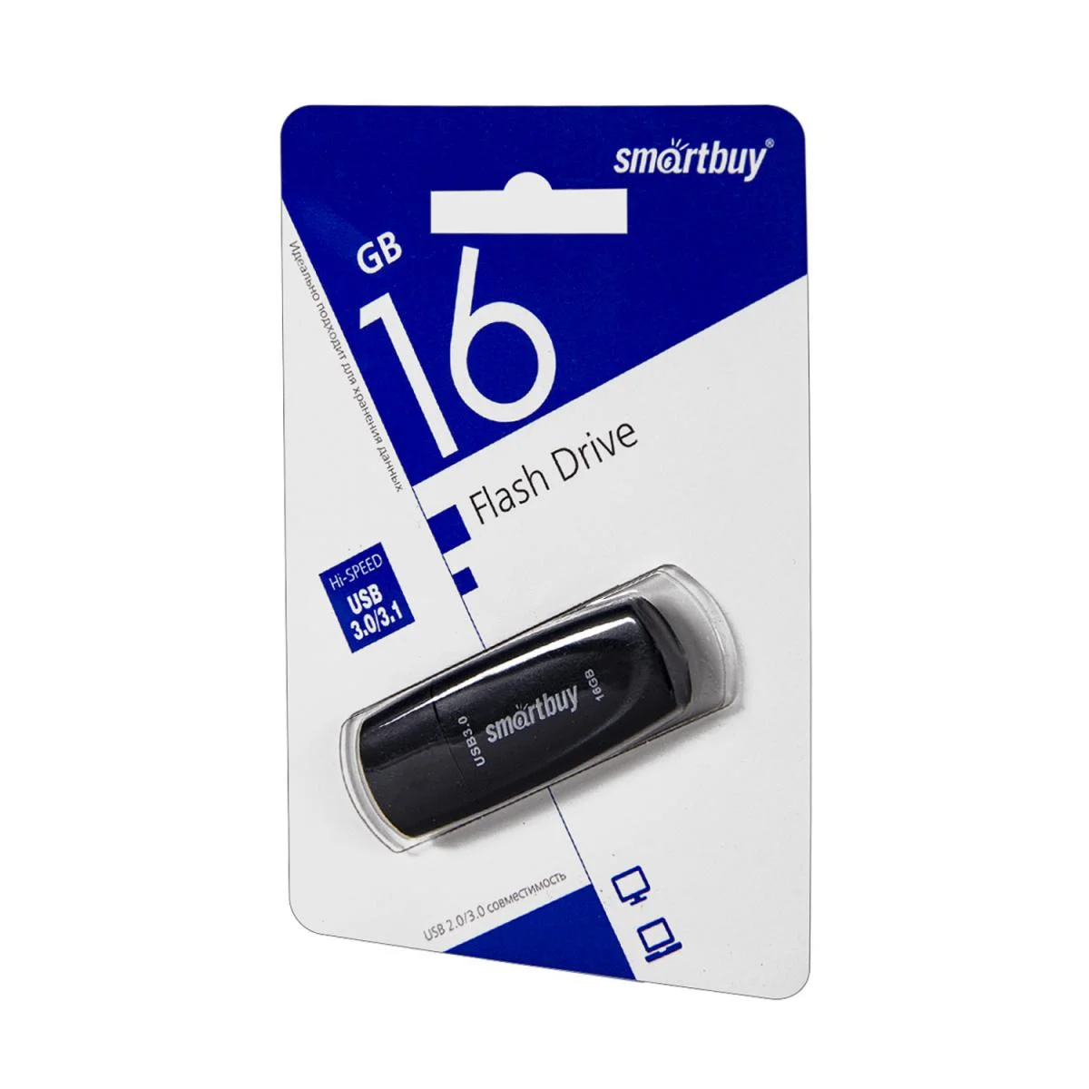 Флешка USB Smartbuy Scout Black (SB016Gb3SCK), 16Gb, USB 3.0/3.1, R/W 100/40, черный