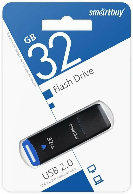 Флешка USB Smartbuy Scout Black (SB032Gb2SCK), 32Gb, USB 2.0, R/W 13/8, черный