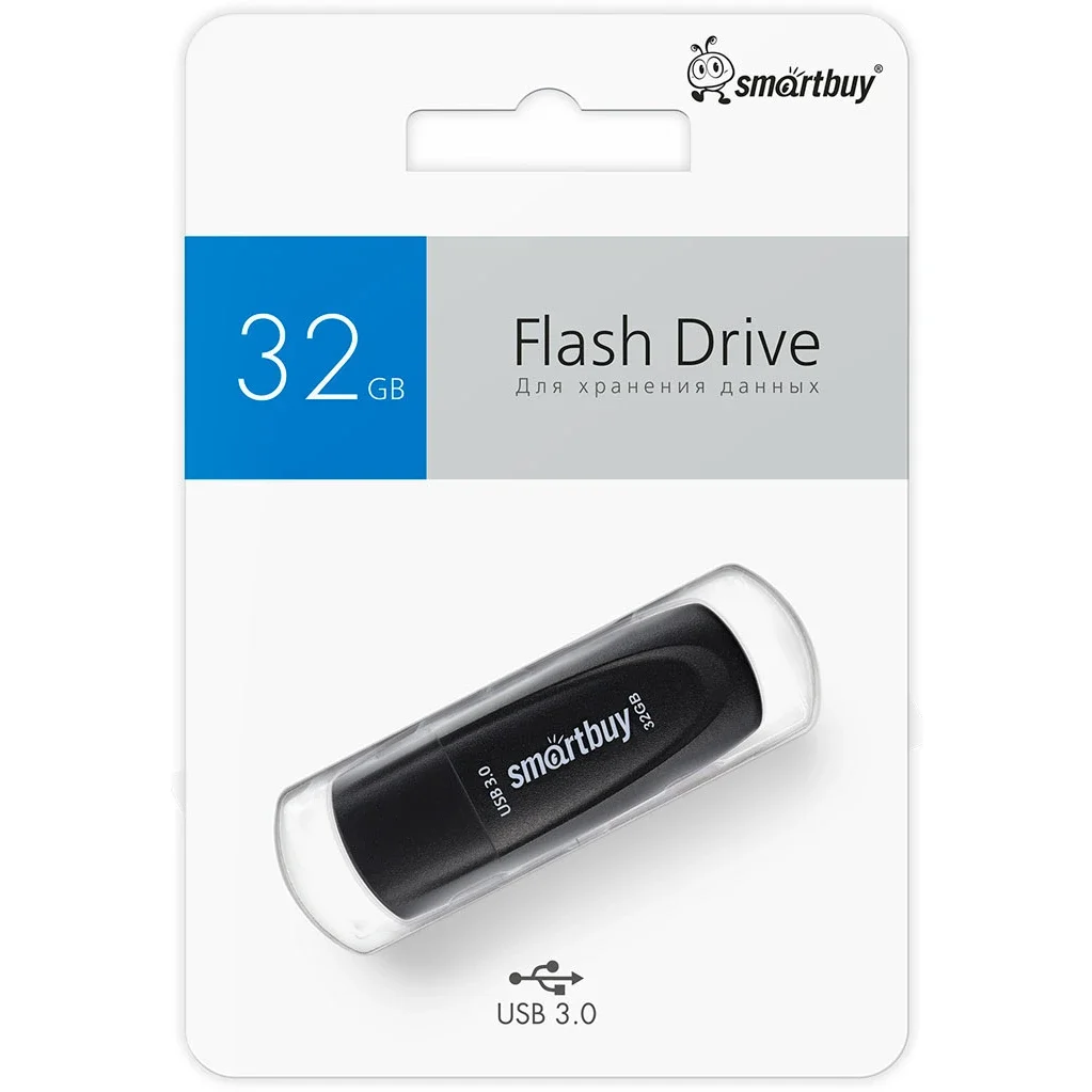 Флешка USB Smartbuy Scout Black (SB032GB3SCK), 32Gb, USB 3.0, R/W 100/40, черный