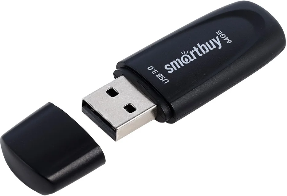 Флешка USB SmartBuy Scout black (SB064Gb3SCK), 64Gb, USB 3.0/3.1, R/W 100/40, черный