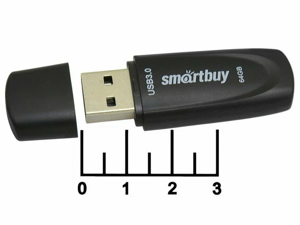 Флешка USB SmartBuy Scout black (SB064Gb3SCK), 64Gb, USB 3.0/3.1, R/W 100/40, черный
