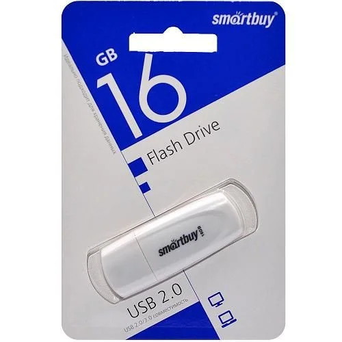 Флешка USB Smartbuy Scout White (SB016 Gb2SCW), 16Gb, USB 2.0, R/W 15/8, белый