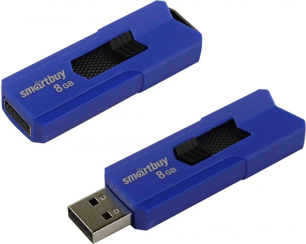 Флешка USB Smartbuy STREAM Blue (SB8GbST-B), 8Gb, USB 2.0, R/W 25/15, синий/черный