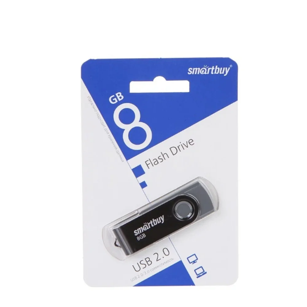 Флешка USB SmartBuy Twist black (SB008Gb2TWK), 8Gb, USB 2.0, R/W 15/5, черный