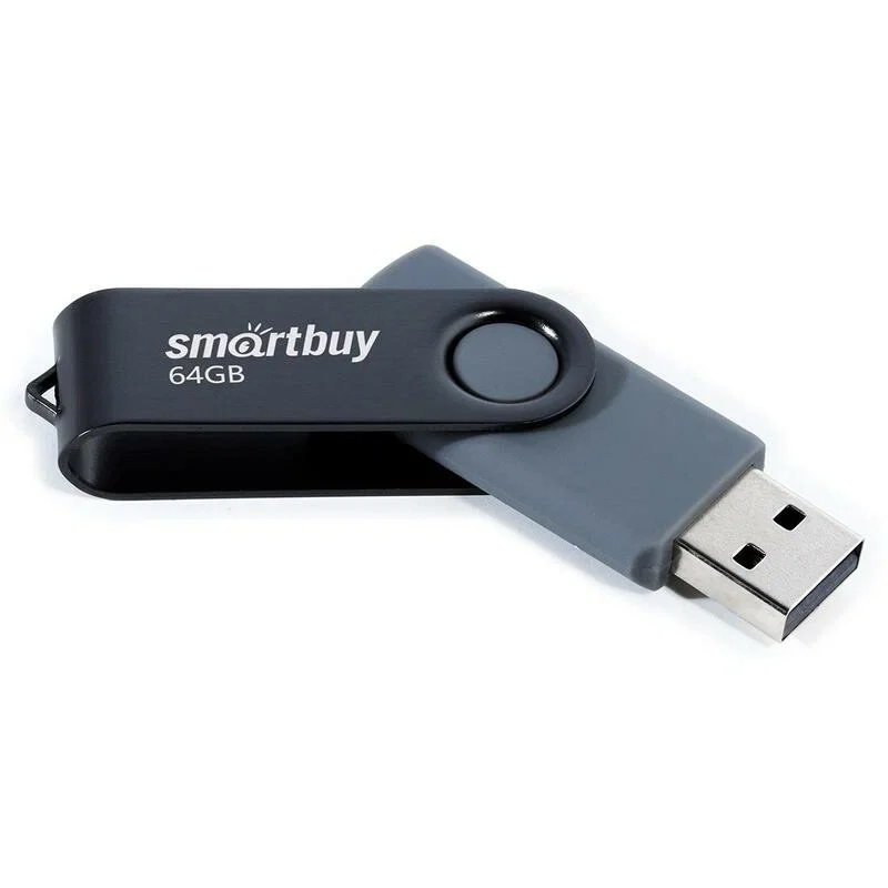 Флешка USB Smartbuy Twist black (SB064GB2TWK), 64Gb, USB 2.0, R/W 20/10, черный