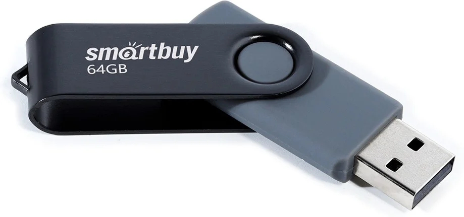 Флешка USB Smartbuy Twist black (SB064GB2TWK), 64Gb, USB 2.0, R/W 20/10, черный