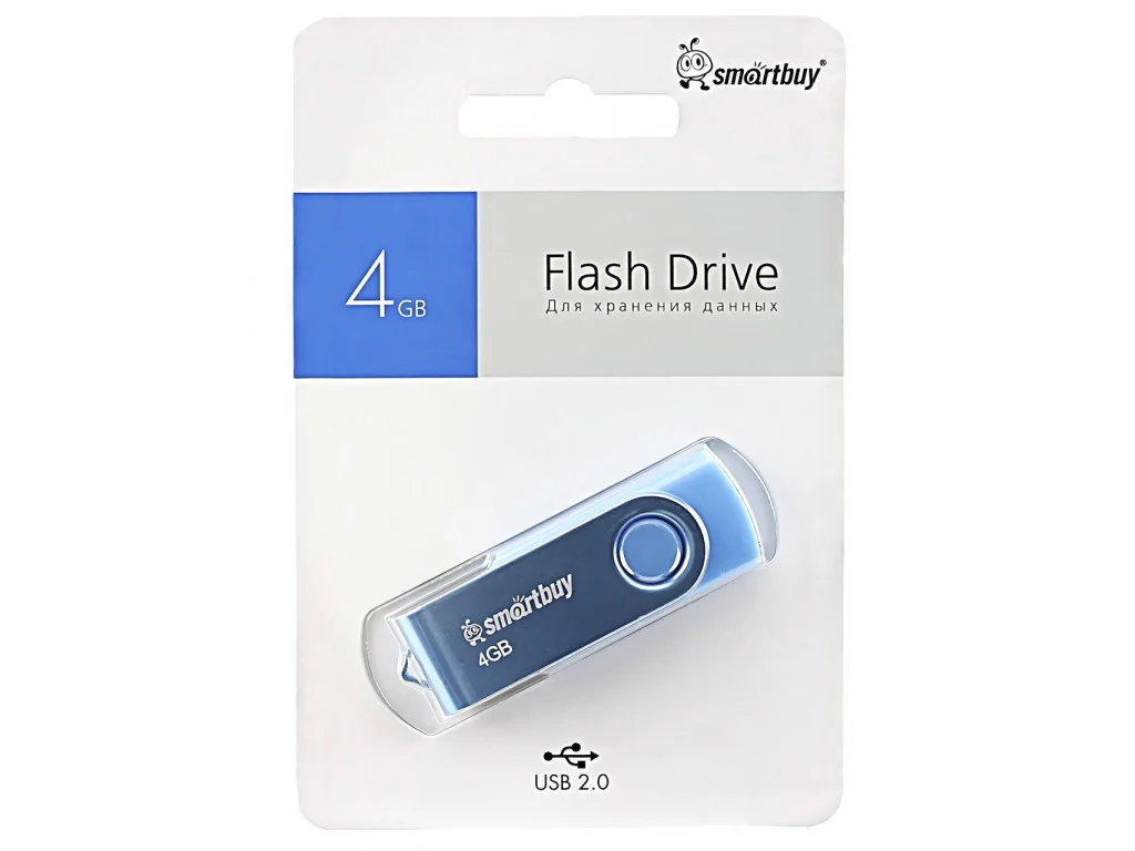 Флешка USB Smartbuy Twist Blue (SB004 Gb2TWB), 4 Gb, USB 2.0, R/W 10/7, синий