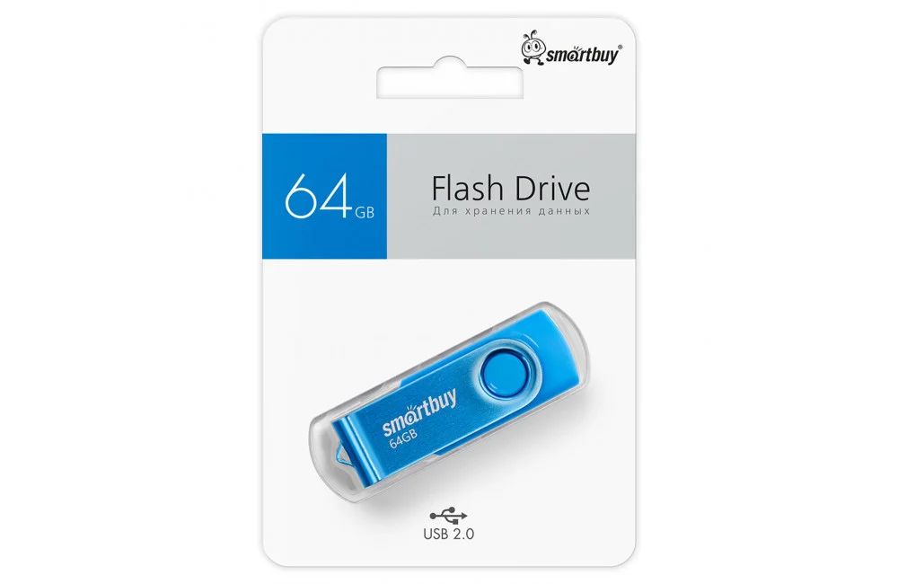 Флешка USB Smartbuy Twist Blue (SB064 Gb2TWB), 64Mb, USB 2.0, R/W 20/10, синий