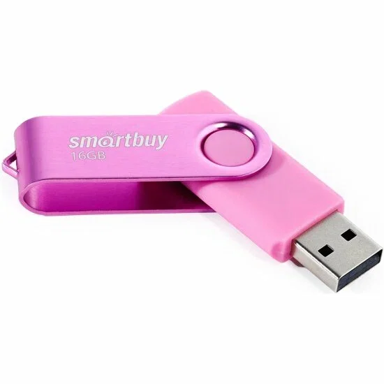 Флешка USB Smartbuy Twist Pink (SB016Gb2TWP), 16Gb, USB 2.0, R/W 15/12, розовый
