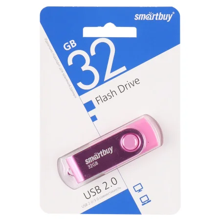 Флешка USB Smartbuy Twist Pink (SB032Gb2TWP), 32Gb, USB 2.0, R/W 15/12, розовый