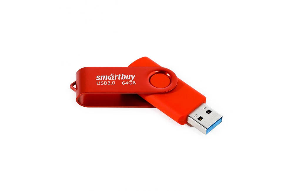 Флешка USB Smartbuy Twist Red (SB064Gb3TWR), 64Gb, USB 3.0/3.1, R/W 70/40, красный