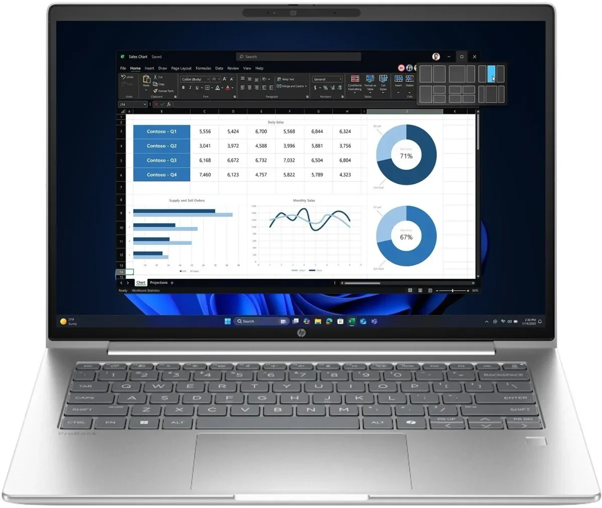 Ноутбук HP ProBook 4 G1i Ultra 7 255U 16Gb SSD512Gb Intel Iris Xe graphics 16" WUXGA (1920x1200) без ОС silver WiFi BT Cam (AT7K5AV)