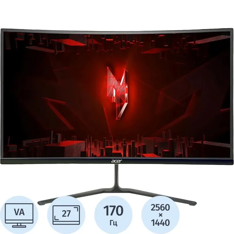 Монитор Acer 27" ED270UP2bmiipx черный VA LED 1ms 16:9 HDMI M/M матовая 250cd 178гр/178гр 2560x1440 170Hz FreeSync Premium DP 2K 3.9кг