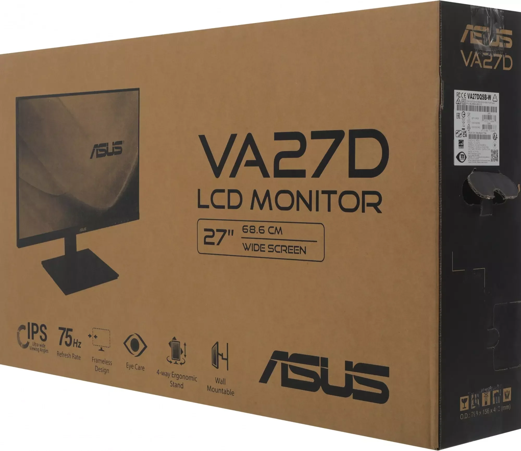 Монитор Asus 27" VA27DQSB-W белый IPS LED 16:9 HDMI M/M матовая HAS Piv 250cd 178гр/178гр 1920x1080 75Hz FreeSync VGA DP FHD USB 6.8кг