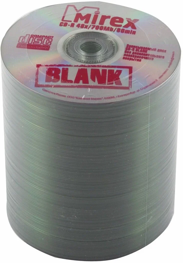 Диск CD-R Mirex 700 Mb, 48х, Shrink (100), Blank, Без надписи (100/500)