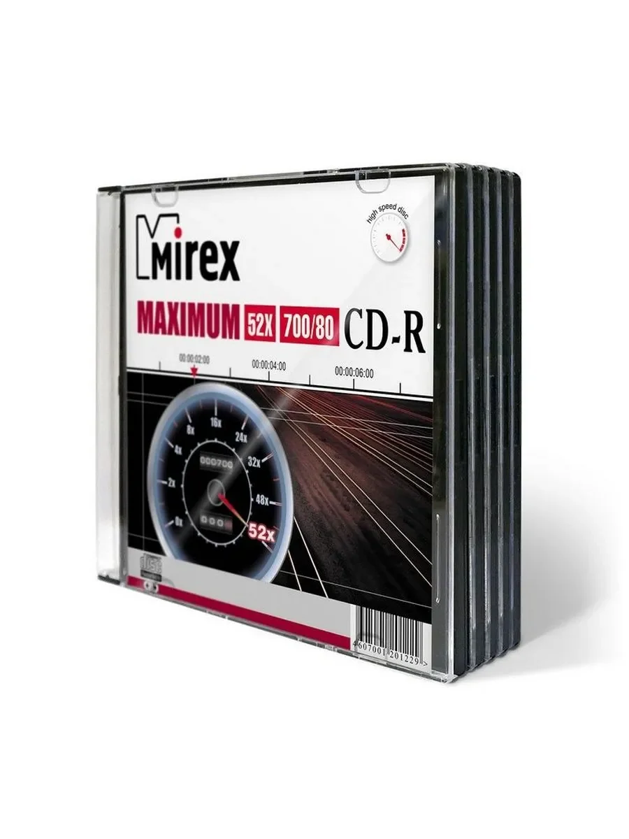 Диск CD-R Mirex 700 Mb, 52х, Maximum, Slim Case (5), (5/200)