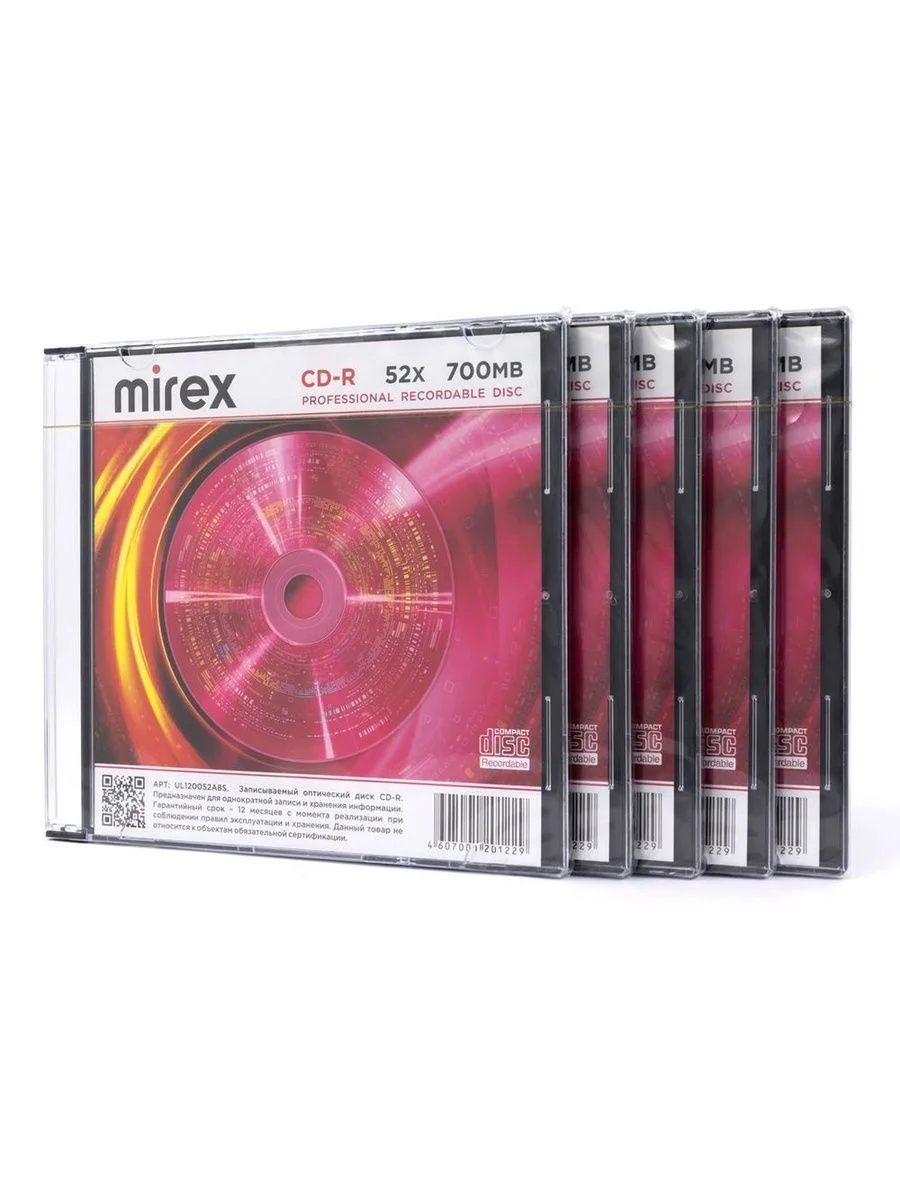 Диск CD-R Mirex 700 Mb, 52х, Maximum, Slim Case (5), (5/200)