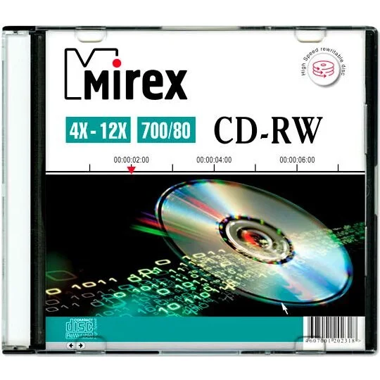 Диск CD-RW Mirex 700 Mb, 12х, Slim Case (1), (1/200)