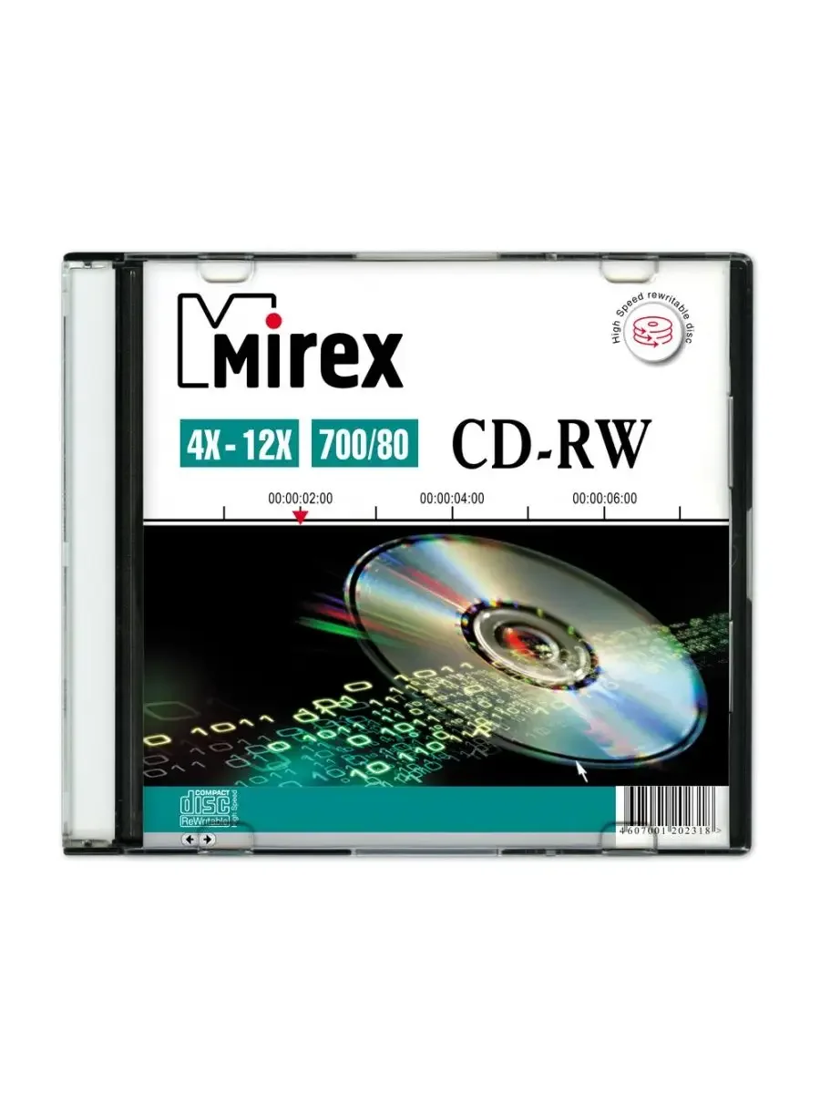 Диск CD-RW Mirex 700 Mb, 12х, Slim Case (5), (5/200)