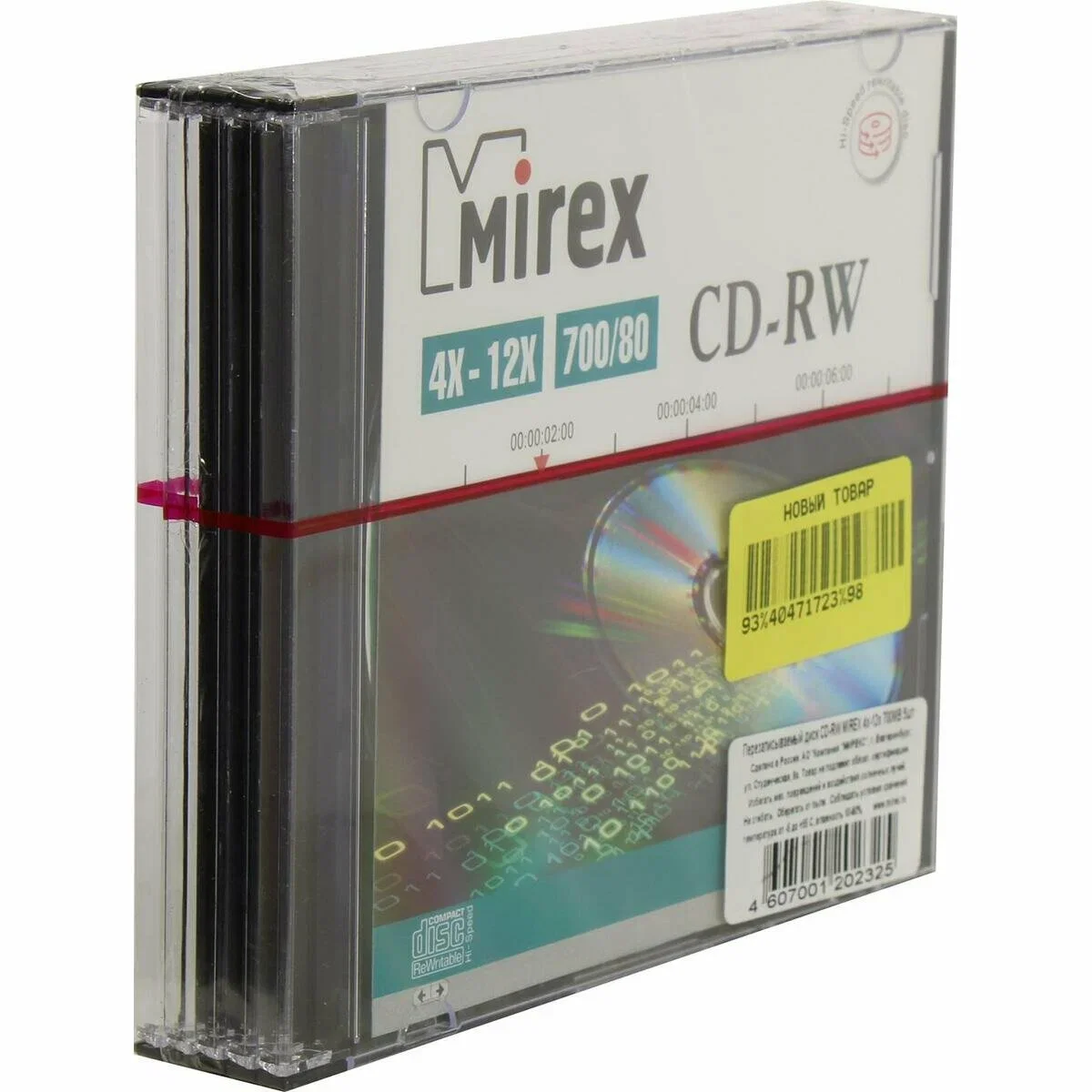 Диск CD-RW Mirex 700 Mb, 12х, Slim Case (5), (5/200)