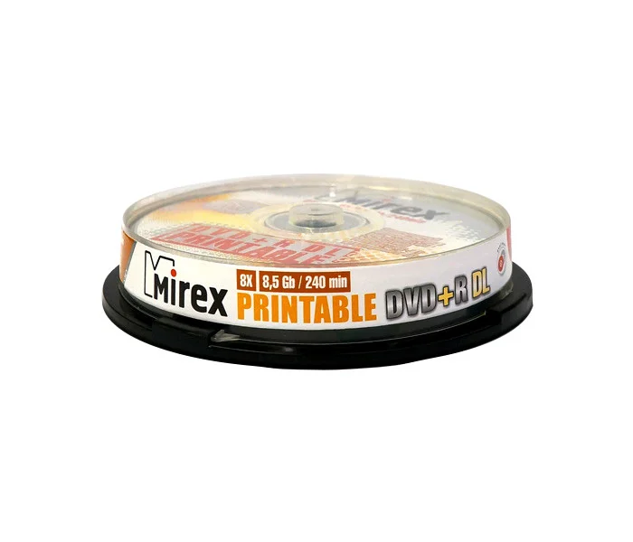 Диск DVD+R Mirex 8.5 Gb, 8x, Cake Box (10), Ink Printable, Dual Layer (10/300)