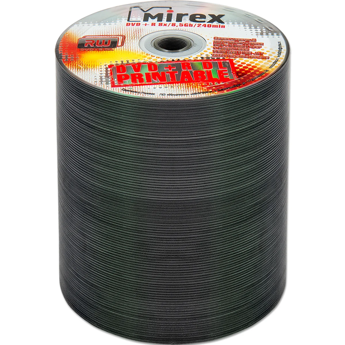 Диск DVD+R Mirex 8.5 Gb, 8x, Shrink (100), Ink Printable, Dual Layer (100/600)