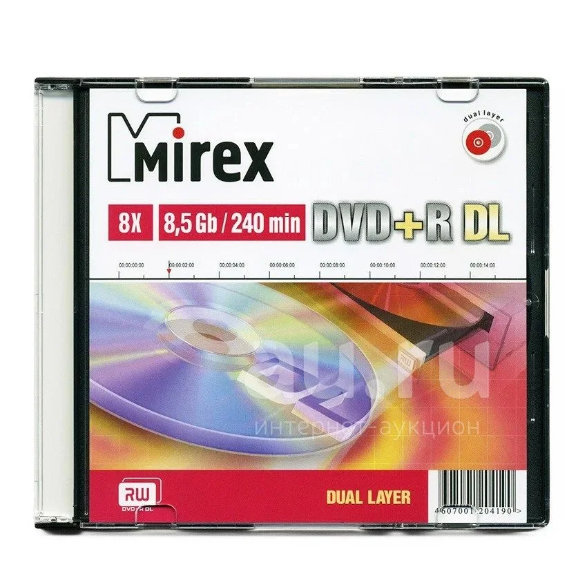 Диск DVD+R Mirex 8.5 Gb, 8x, Slim Case (1), Dual Layer (1/50)