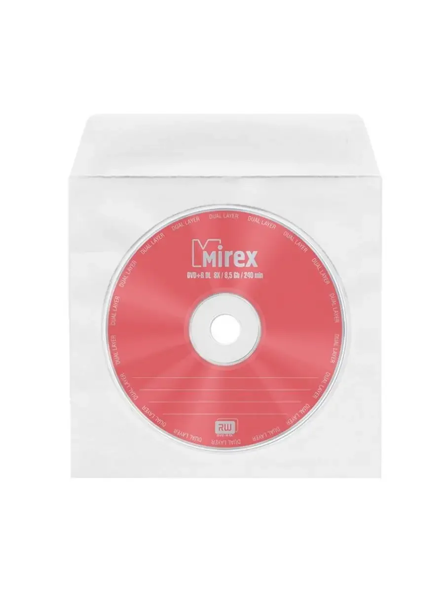 Диск DVD+R Mirex 8.5 Gb, 8x, Бум. конверт (1), Dual Layer (1/150)