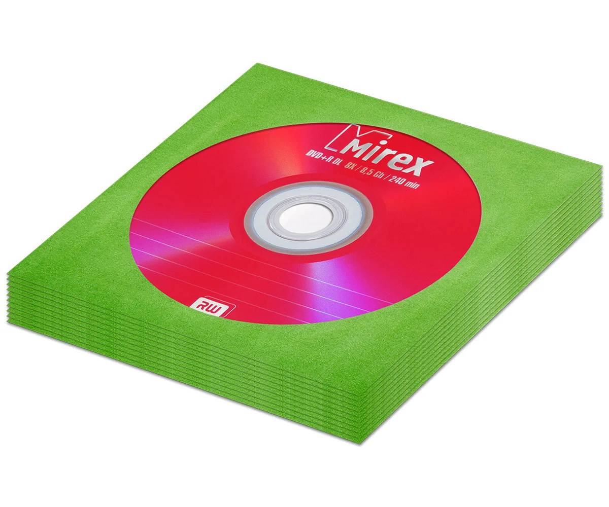 Диск DVD+R Mirex 8.5 Gb, 8x, Бум. конверт (1), Dual Layer (1/150)