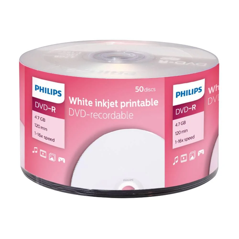 Диск DVD+R Philips 4.7 Gb, 16x, Bulk (50), Printable (50/600)