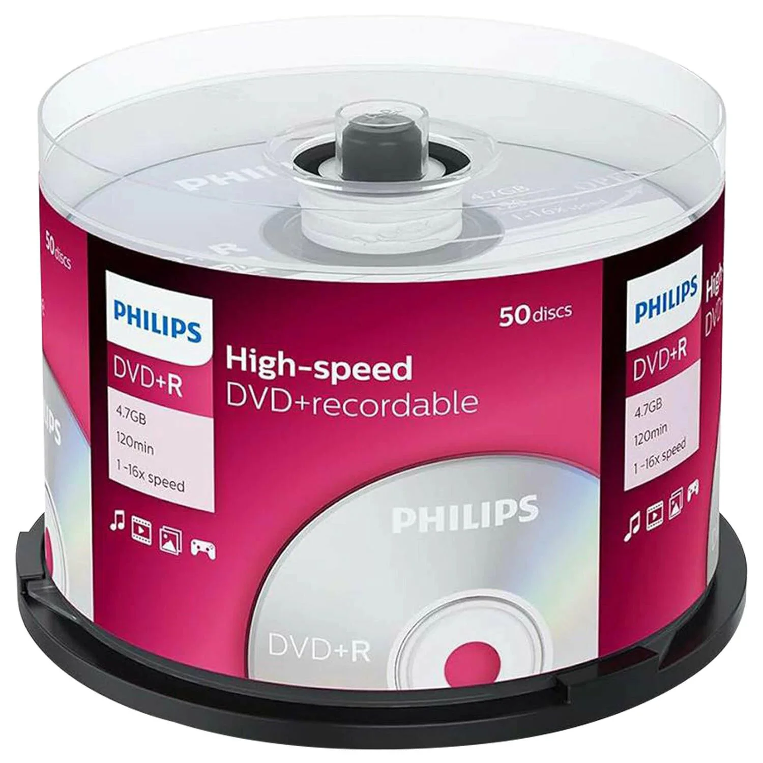 Диск DVD+R Philips 4.7 Gb, 16x, Cake Box (100)