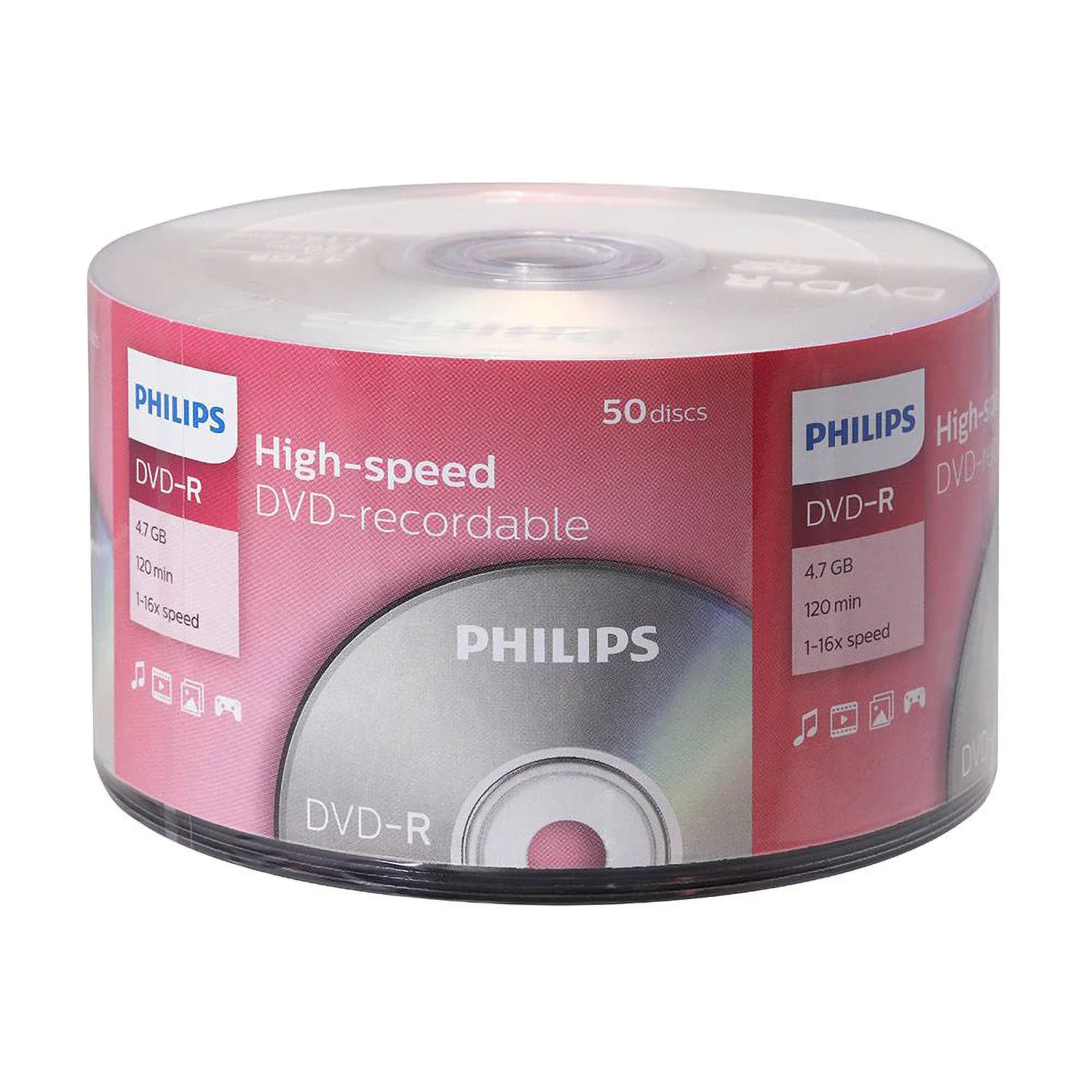 Диск DVD+R Philips 4.7 Gb, 16x, Cake Box (50)