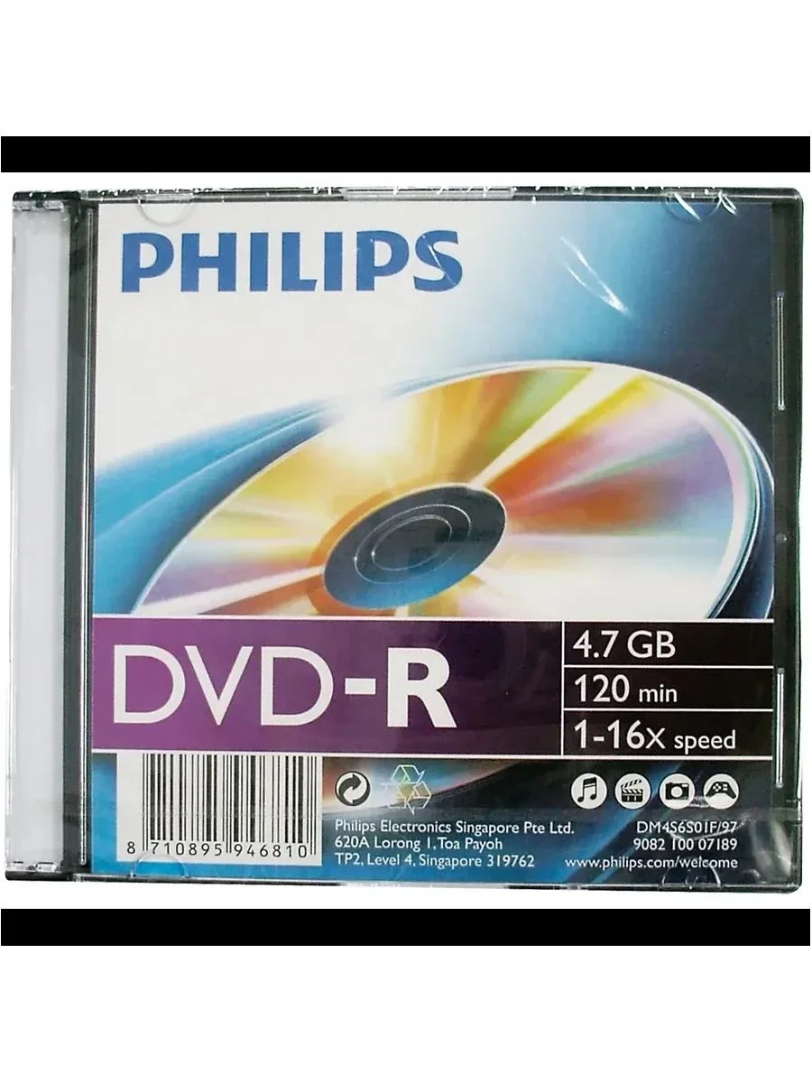 Диск DVD+R Philips 4.7 Gb, 16x, Slim Case (1)