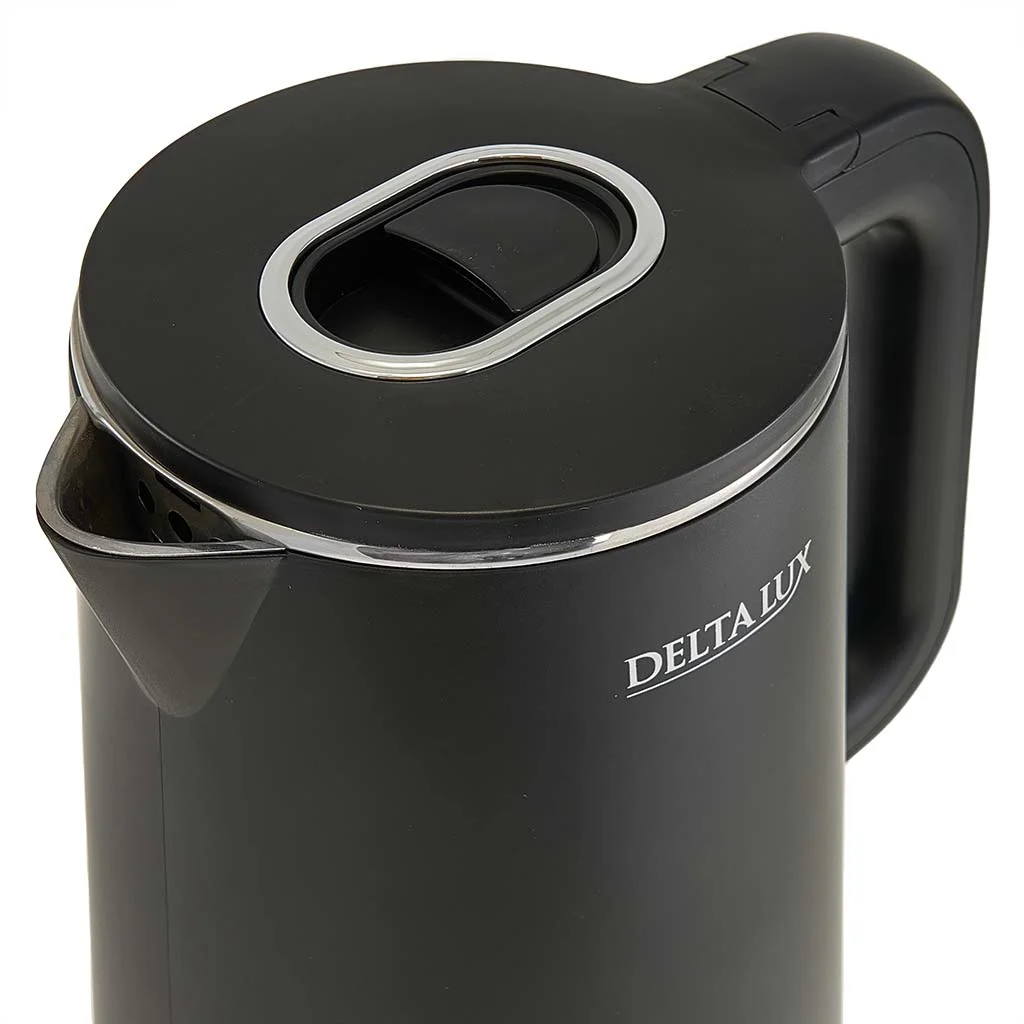 Чайник электрический DELTA LUX DE-1023 серый ДВОЙНОЙ КОРПУС, 1,