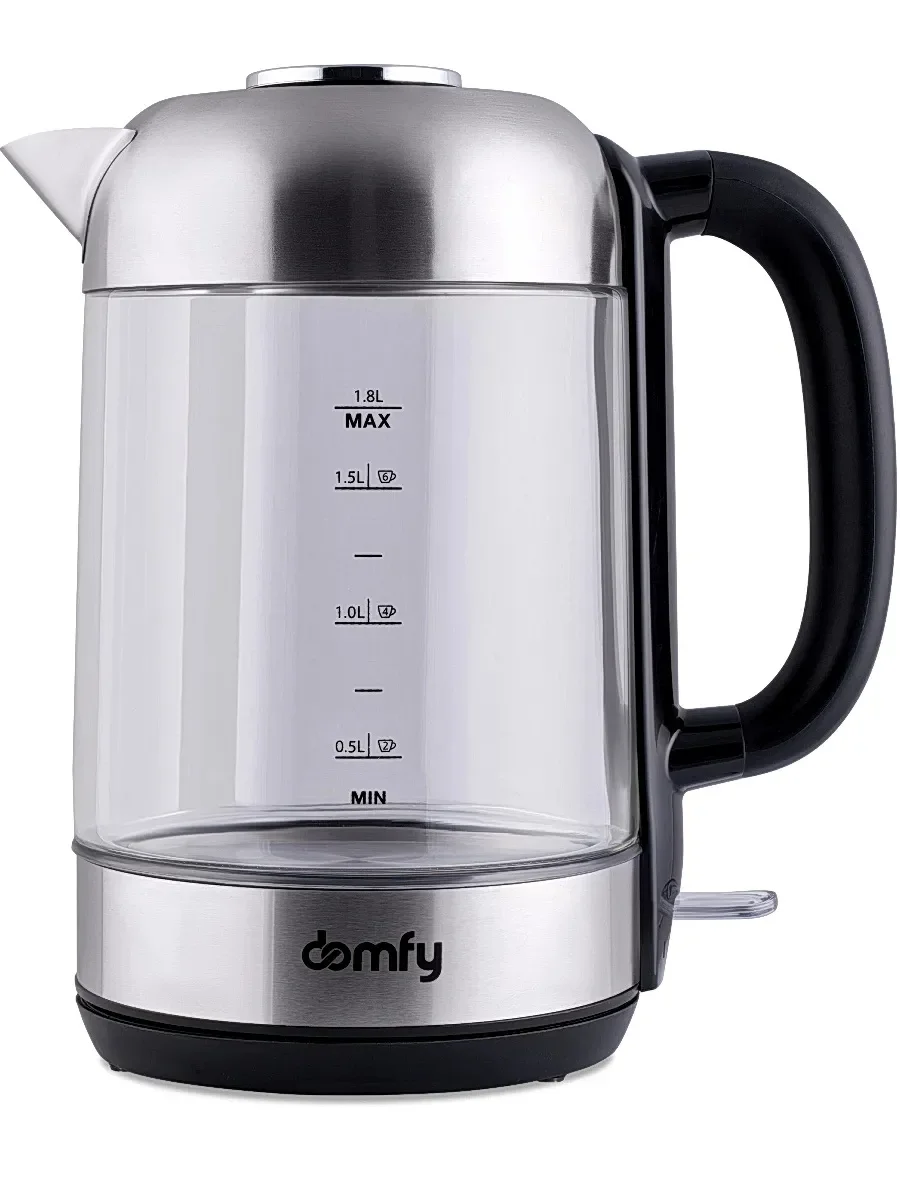 Чайник электрический Domfy DSM-EK401 1.8л. 2200Вт черный/прозрачный (корпус: стекло)