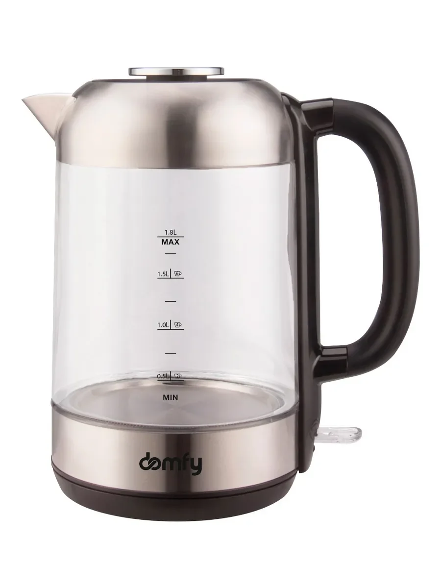Чайник электрический Domfy DSM-EK401 1.8л. 2200Вт черный/прозрачный (корпус: стекло)