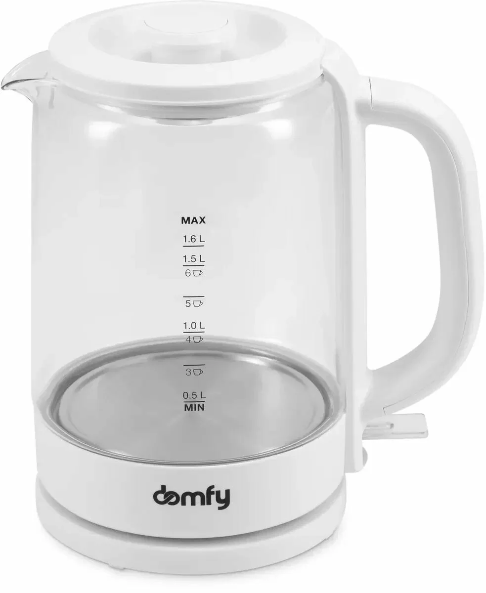 Чайник электрический Domfy DSW-EK304 1.7л. 2200Вт белый (корпус: стекло)