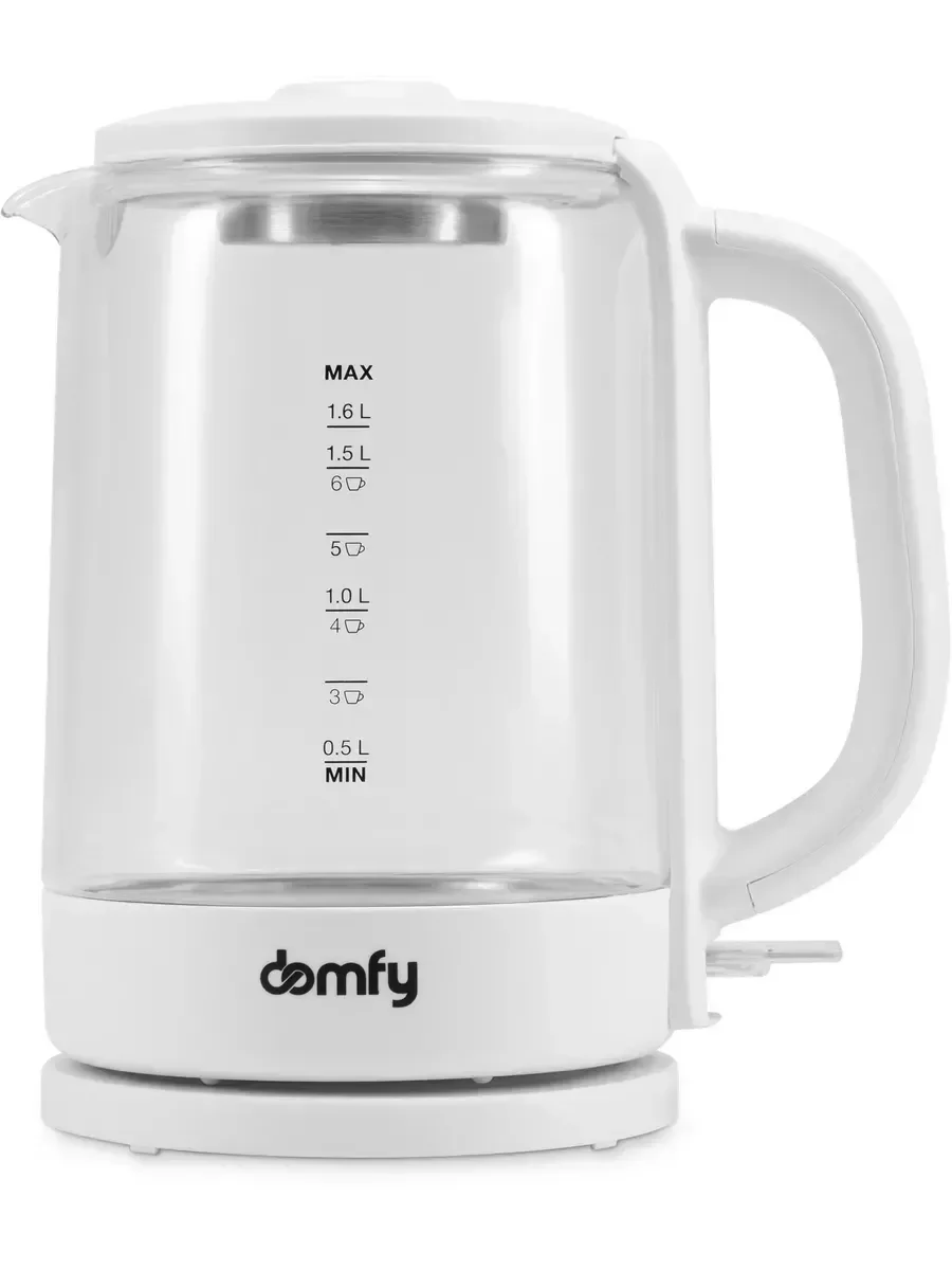 Чайник электрический Domfy DSW-EK304 1.7л. 2200Вт белый (корпус: стекло)