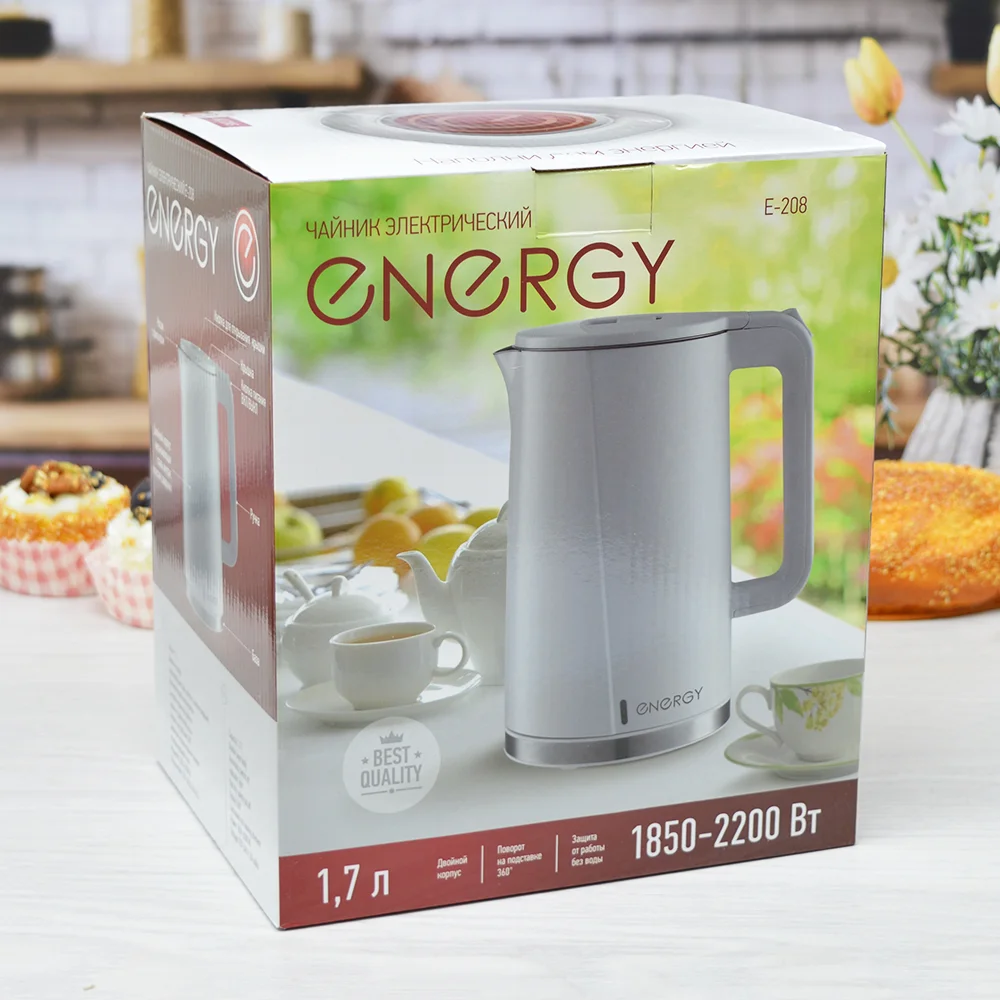 Чайник электрический Energy E-208 1.7 л белый, двойной корпус