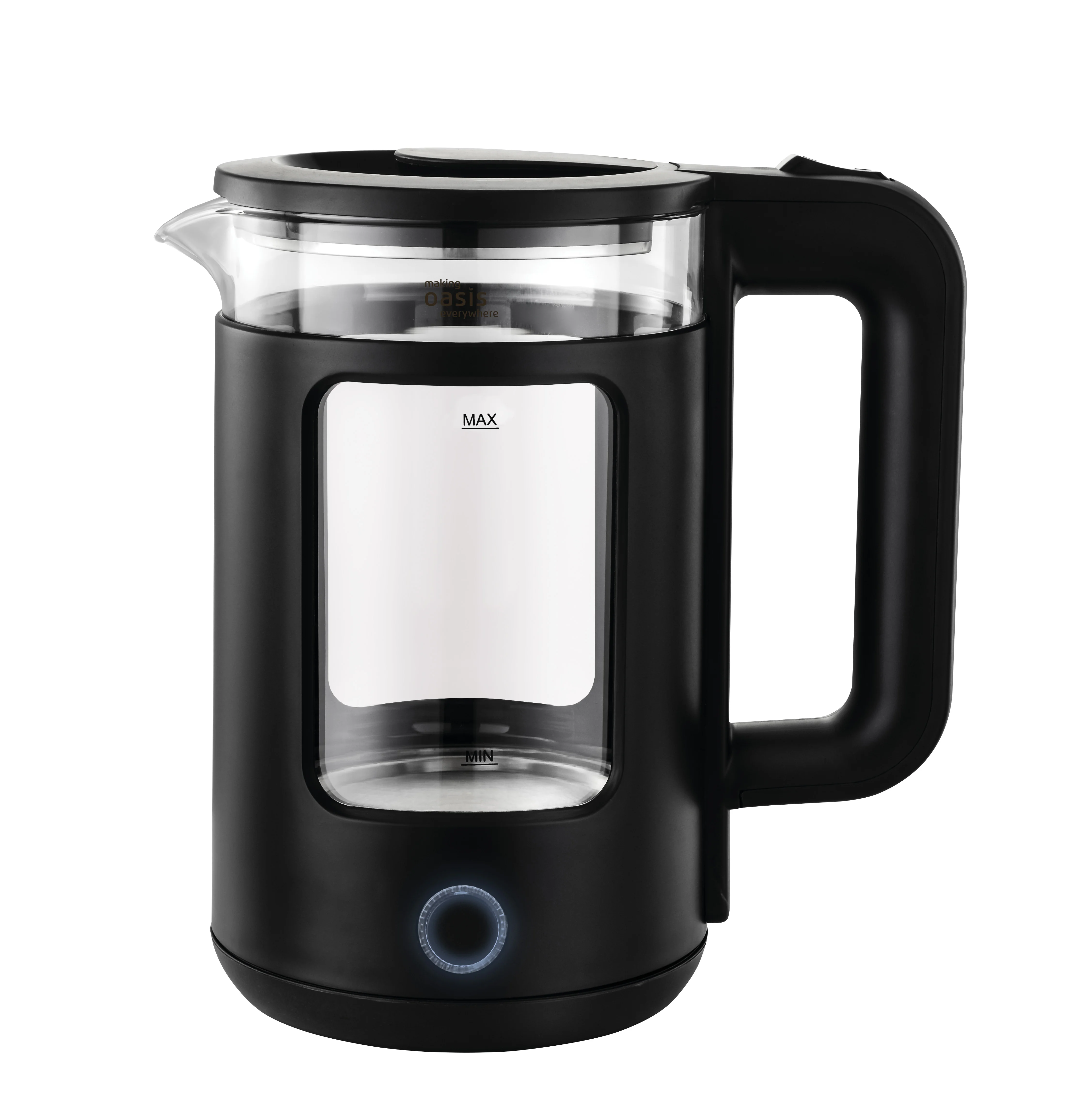 Чайник электрический Energy E-256, 1500 Вт, 1,5л, стекло, черный
