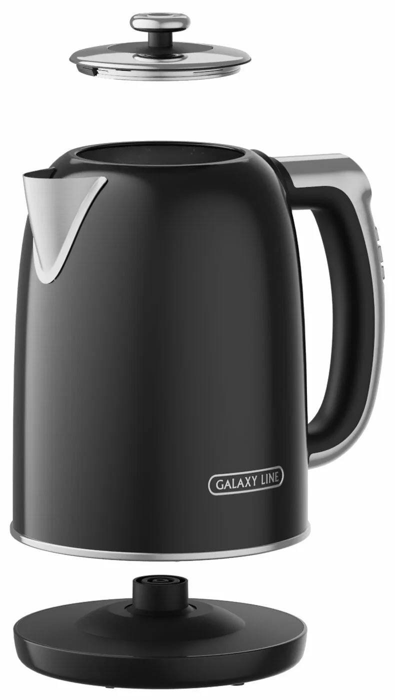Чайник электрический Galaxy Line GL 0360 1.7 л, 2200 Вт, черный корпус: нерж.сталь/пластик