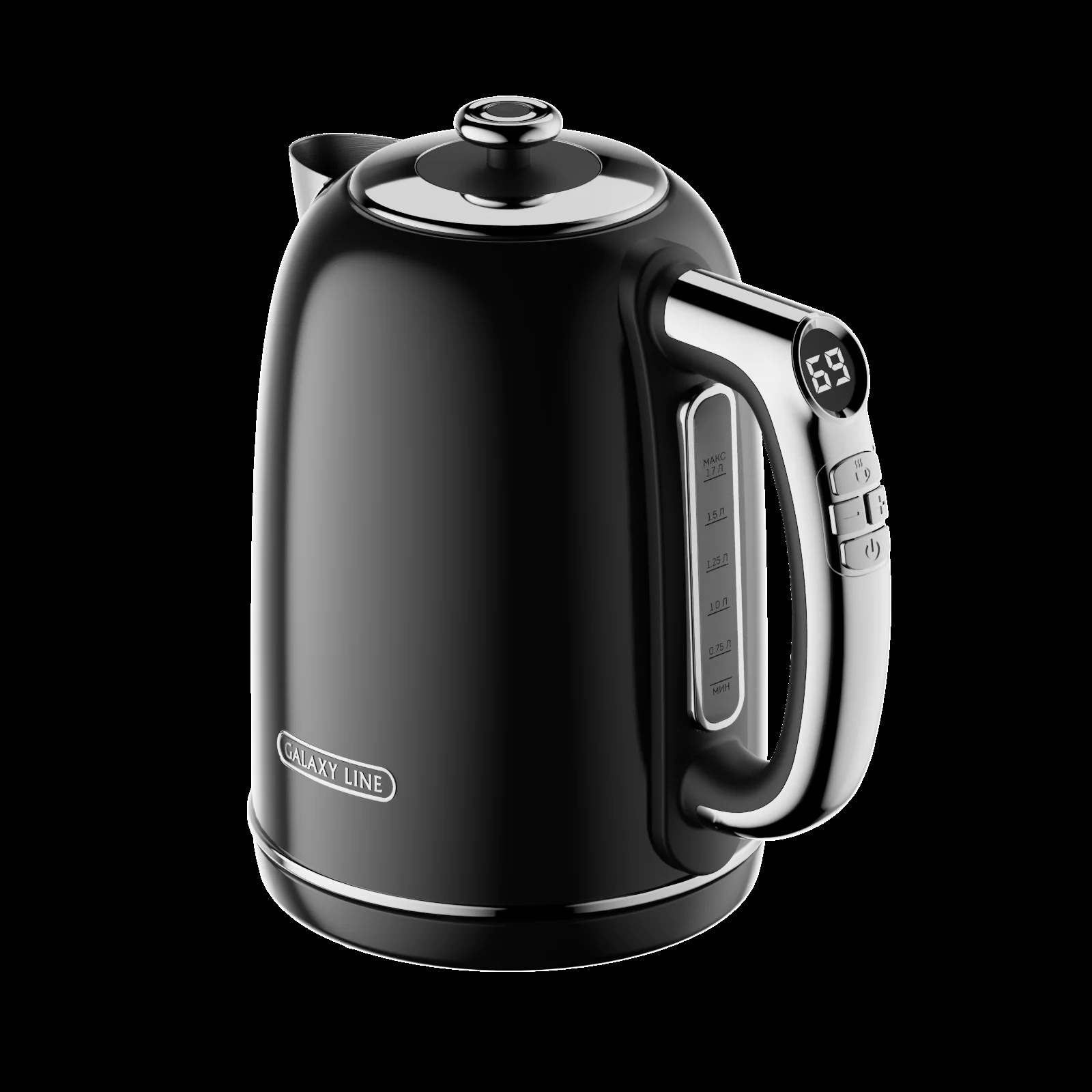 Чайник электрический Galaxy Line GL 0360 1.7 л, 2200 Вт, черный корпус: нерж.сталь/пластик