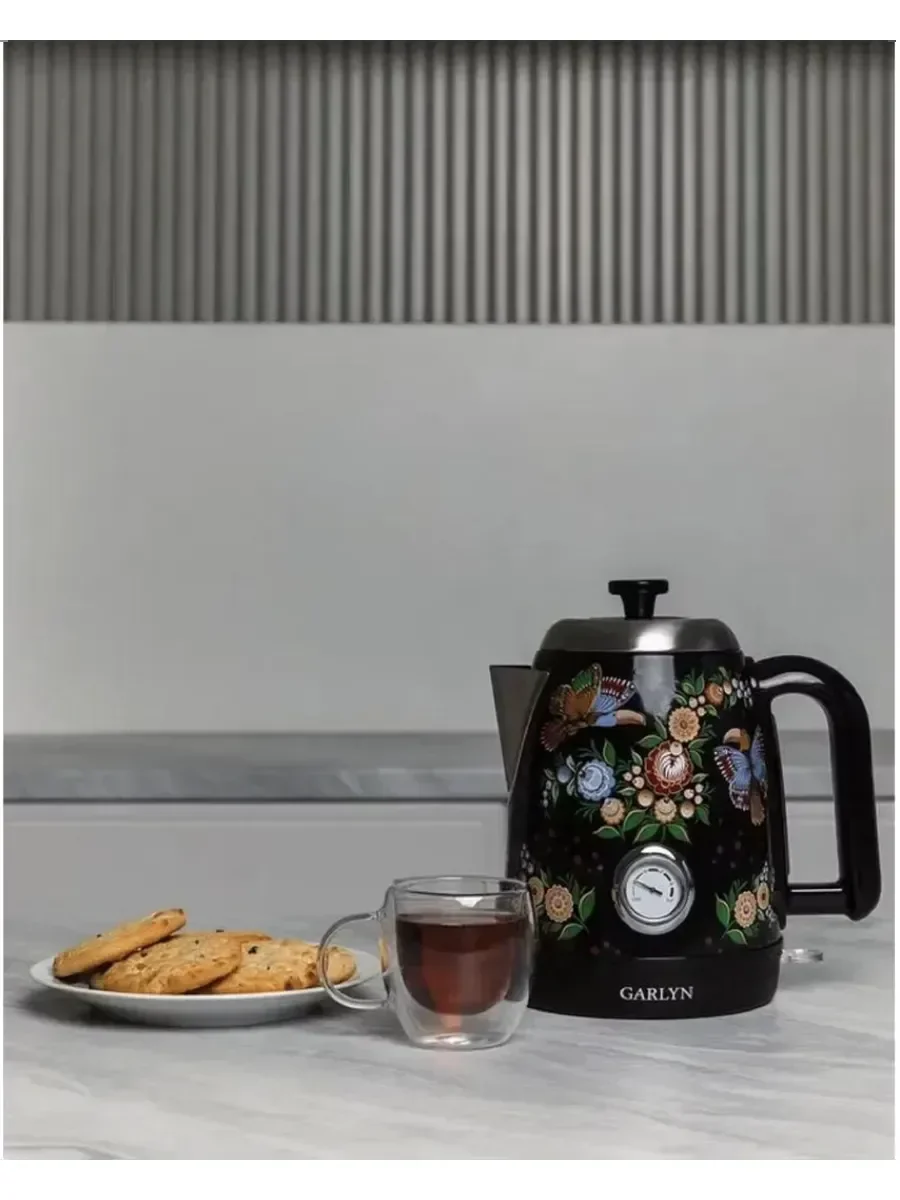 Чайник электрический GARLYN Flower Grace K-400 черный