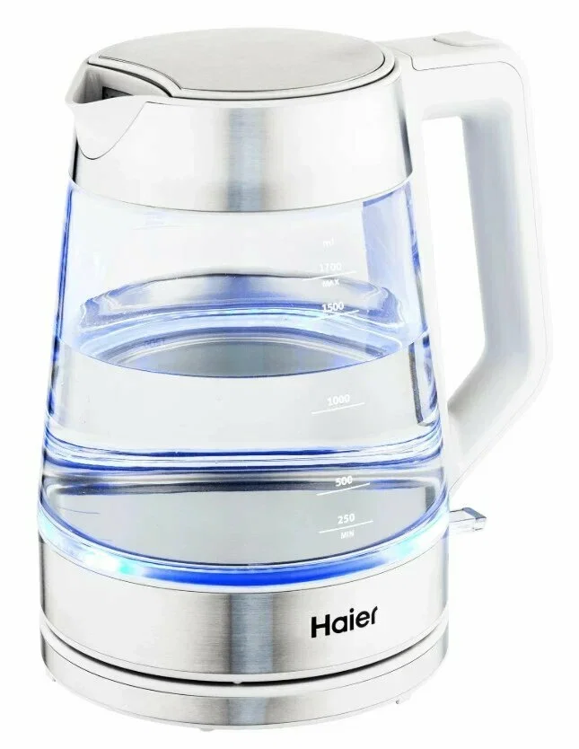 Чайник электрический Haier HK-500 1.7л. 2200Вт серый/белый корпус: стекло/пластик (TD0029955RU)